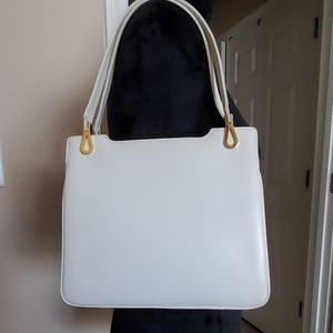 Leo Miller Vintage White Leather Kelly Bag
